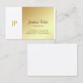 Elegant Monogram Goud Wit Eenvoudig Luxe Schrift Visitekaartje (Voorkant / Achterkant)