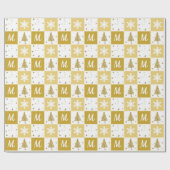 Elegant Monogram Goud & Wit Kerstmis Wrapping Cadeaupapier (Vlak)