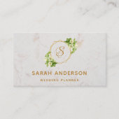 Elegant Monogram Goud Wit Lelies Marmer Visitekaartje (Voorkant)