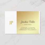 Elegant Monogram Goud Wit Plain Luxe Script Visitekaartje (Voorkant)