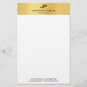 Elegant Monogram Goud Wit Sjabloon Modern Briefpapier