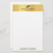 Elegant Monogram Goud Wit Sjabloon Modern Briefpapier (Voorkant / Achterkant)