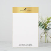 Elegant Monogram Goud Wit Sjabloon Modern Briefpapier (Staand voorkant)