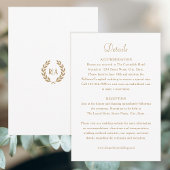 Elegant Monogram Goud Wit Trouwen Informatiekaartje