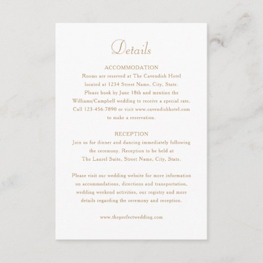 Elegant Monogram Goud Wit Trouwen Informatiekaartje (Voorkant)