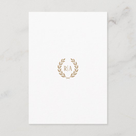 Elegant Monogram Goud Wit Trouwen Informatiekaartje (Achterkant)