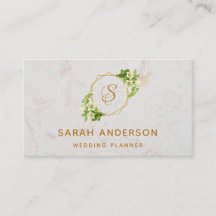 Elegant Monogram Goud Witte Lelies Marmer
