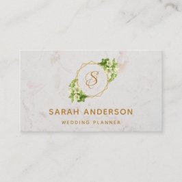 Elegant Monogram Goud Witte Lelies Marmer Visitekaartje