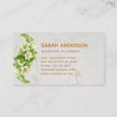 Elegant Monogram Goud Witte Lelies Marmer Visitekaartje (Achterkant)