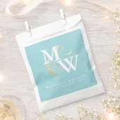 Elegant Monogram Goud Zee Glas Blauwgroen Wit Huwe Bedankzakje (Geknipt)