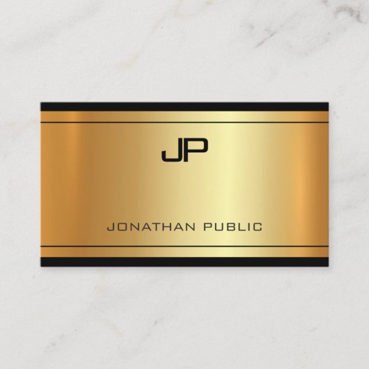 Elegant Monogram Goud ziet er modern verfijnd uit Visitekaartje (Voorkant)