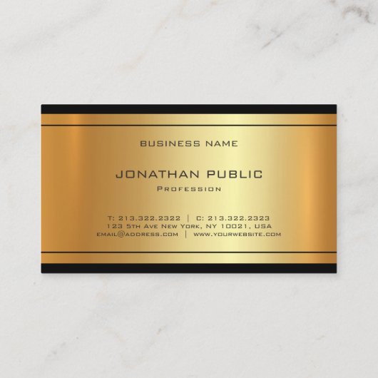 Elegant Monogram Goud ziet er modern verfijnd uit Visitekaartje (Achterkant)