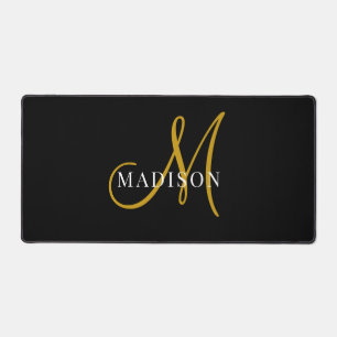 Elegant Monogram Goud Zwart Bureaumat