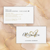 Elegant Monogram Goud Zwart Script Naam Visitekaartje