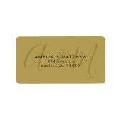 elegant monogram goud zwart terugkeeradres etiket (Voorkant)