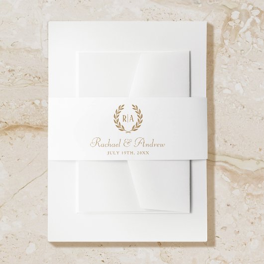 Elegant Monogram Goud Zwart Wit Bruiloft Uitnodigingen Wikkel