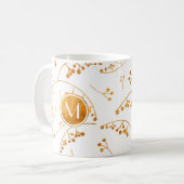 Elegant monogram gouden bessen patroon koffiemok (Voorkant links)