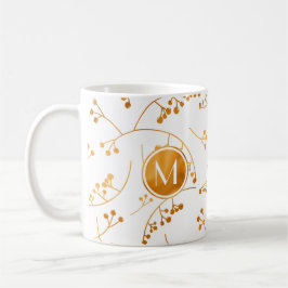 Elegant monogram gouden bessen patroon koffiemok
