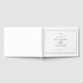 Elegant Monogram Gouden Bruiloft Gastenboek (Volledig)