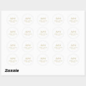 Elegant Monogram Gouden Champagne Trouwen Ronde Sticker (Vel)