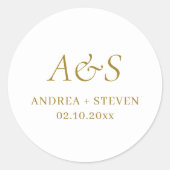 Elegant Monogram Gouden Champagne Trouwen Ronde Sticker (Voorkant)