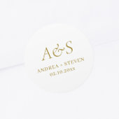 Elegant Monogram Gouden Champagne Trouwen Ronde Sticker