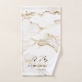 Elegant Monogram Gouden Effect Marmeren Bruiloft Handdoek (Handdoek)