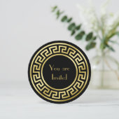 Elegant Monogram Gouden Glitter Art Deco Zwart Kaart (Staand voorkant)