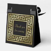 Elegant Monogram Gouden Glitter Griekse Sleutel Zw Bedankdoosjes (Achterkant)