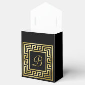 Elegant Monogram Gouden Glitter Griekse Sleutel Zw Bedankdoosjes (Geopend)