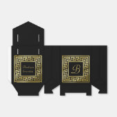 Elegant Monogram Gouden Glitter Griekse Sleutel Zw Bedankdoosjes (Uitgevouwen)