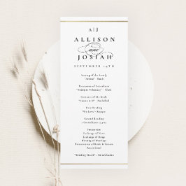 Elegant Monogram Gouden Huwelijksprogramma