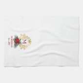 Elegant Monogram Gouden Kam Poinsettia Kerstmis Theedoek (Horizontaal)