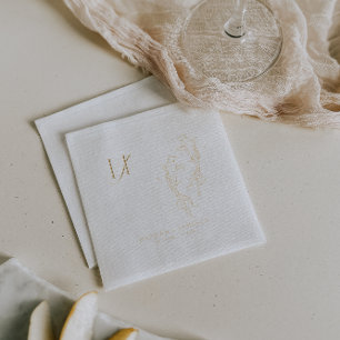 Elegant Monogram Gouden Koi Vis Huwelijk Folie Servetten
