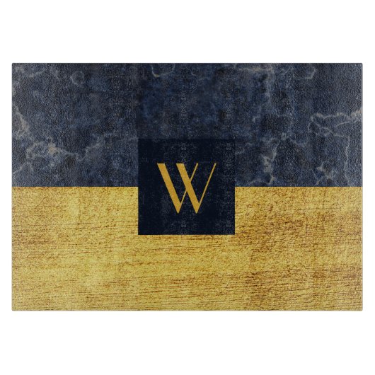 Elegant Monogram Gouden Marmer Snijplank (Voorkant)