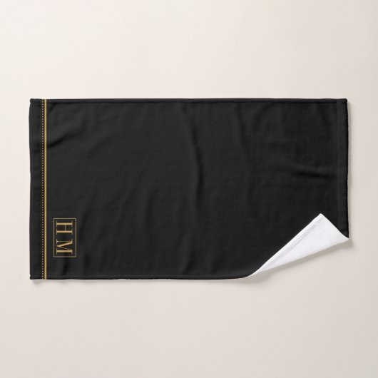 Elegant Monogram Gouden Naam Zwart Bad Handdoek (Handdoek)