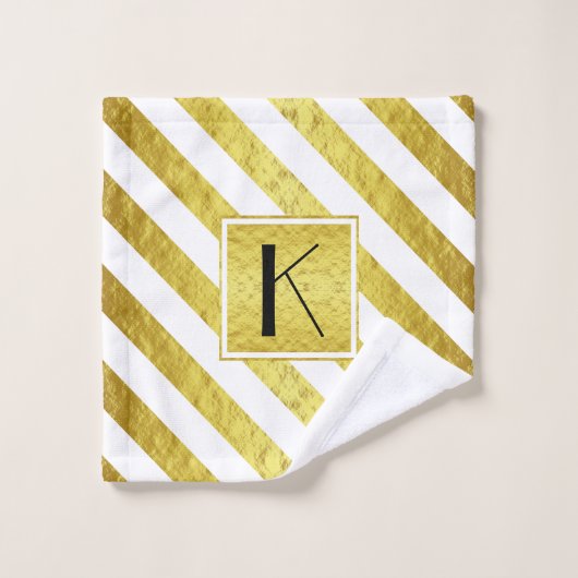 Elegant monogram gouden strepen bad handdoek (Wasdoekje)
