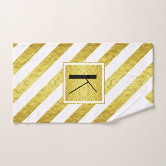 Elegant monogram gouden strepen bad handdoek (Handdoek)