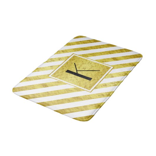Elegant monogram gouden strepen badmat (Gekanteld)