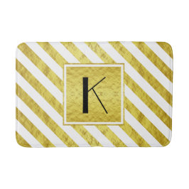 Elegant monogram gouden strepen badmat