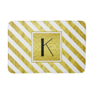 Elegant monogram gouden strepen badmat