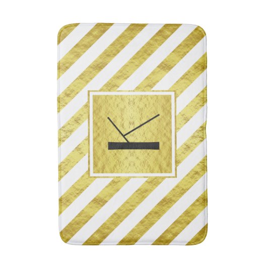 Elegant monogram gouden strepen badmat (Voorkant Verticaal)