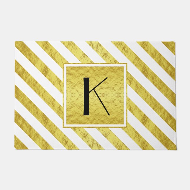Elegant monogram gouden strepen deurmat (Voorkant)