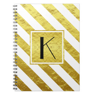 Elegant monogram gouden strepen notitieboek