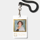 Elegant Monogram Gouden Vierkant Lijst Badge (Voorzijde met lanyard)