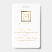 Elegant Monogram Gouden Vierkant Lijst Badge (Achterkant)