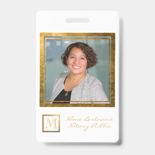 Elegant Monogram Gouden Vierkant Lijst Badge (Voorzijde)