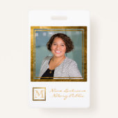 Elegant Monogram Gouden Vierkant Lijst Badge (Voorkant)