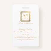Elegant Monogram Gouden Vierkant Lijst Badge (Achterkant)