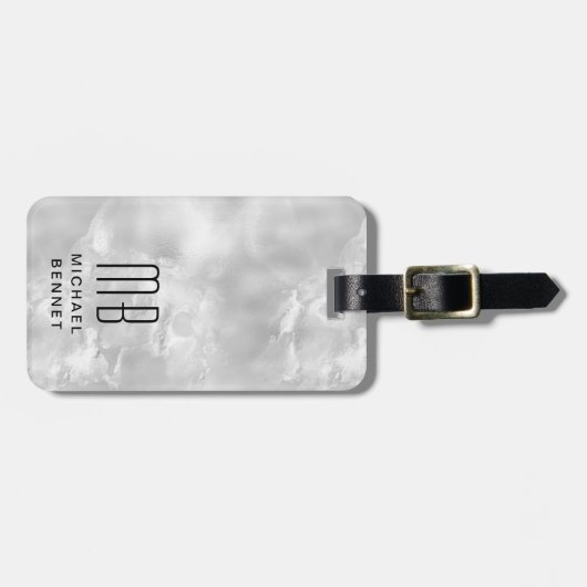 Elegant Monogram Gray Bagagelabel (Voorkant horizontaal)